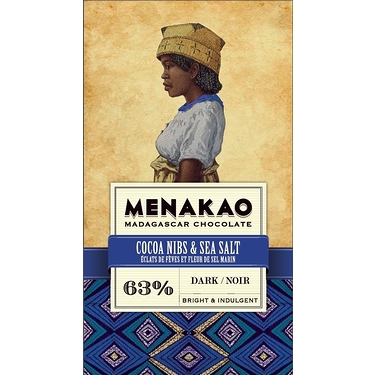 Black Chocolate Menakao 63% - Cocoa nibs & sea salt