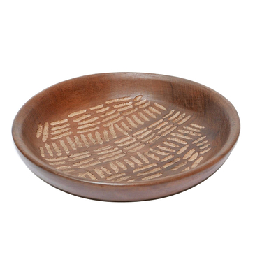 Large engraved wooden dish