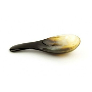 Set of 6 Oval Spoons in Black and Blonde Horn