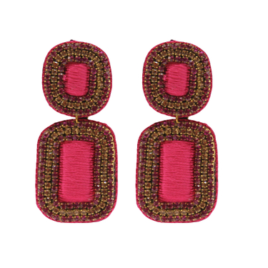 Boucles d'oreilles pendantes carré rose