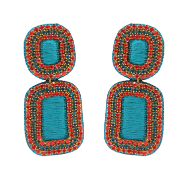 Square blue pendant earrings