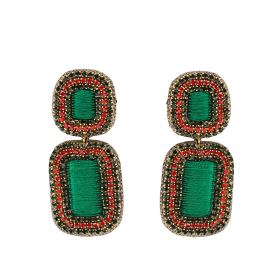 Square earrings green