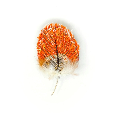 Broche Plume de perroquet orange
